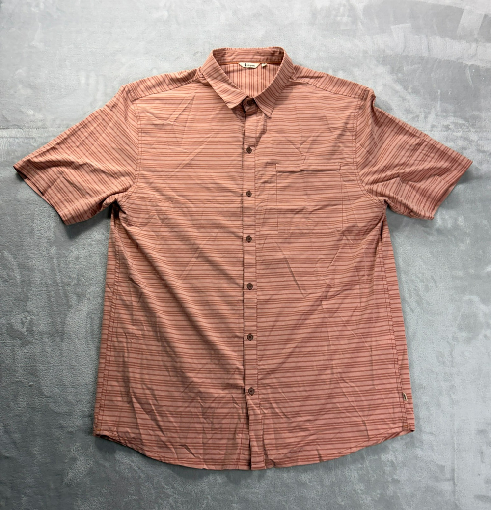 COTOPAXI Cambio Print Button Shirt Men's XXL Orange Short Sleeve Performance